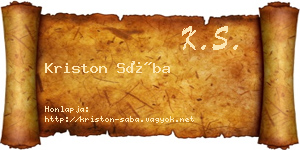 Kriston Sába névjegykártya
